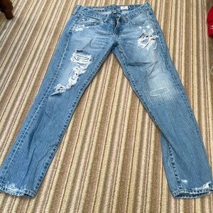 Ex Boyfriend slim, low rises, distressed jeans, AG, straight leg